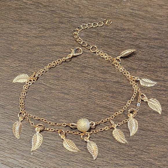 14K Leaf Gold Plated Anklet NEW - Picture 8 of 8